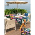 thumbnail image 6 of 60x84 Inch Outdoor Tablecloth with Umbrella Hole Zipper Rectangle Watercolor Spring Floral Rectangular Tablecloths Outside Waterproof Farmhouse Flowers Colorful Patio Table Cover for Picnic Party, 6 of 8
