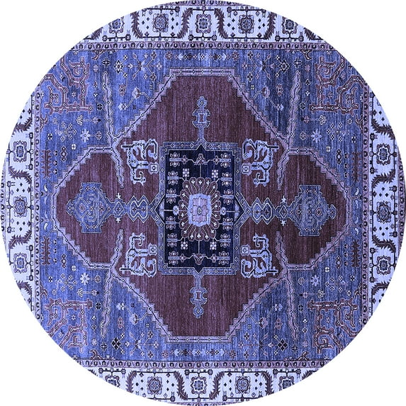 Ahgly Company Indoor Round Oriental Blue Industrial Area Rugs, 8' Round