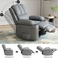 thumbnail image 3 of Manual Recliner Chair with Massage and Heating, 360 Degree Swivel PU Leather Lounge Chair with Cup Holders and Side Pocket, Modern Single Sofa for Living Room Bedroom, 3 of 5