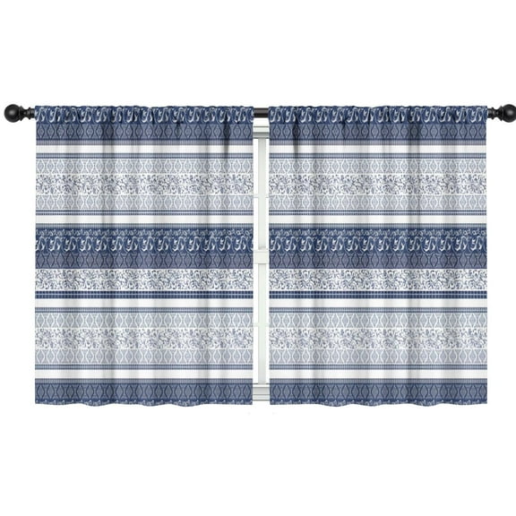 Blackout Kids Curtains,Blue and White Geometric Striped Pattern Childrens Insulated Curtains Set Of 2,Bedroom Essentials,Toddler Room Decor 42x54in(106x137cm)