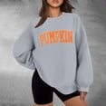 thumbnail image 2 of CAIVO Women Crew Neck Casual Letter Pumpkin Print Loose Sweatshirt Fashion Halloween Autumn Winter Tops For Daily Wear Long Sleeve Pullover Breathable Stretch Fall Streetwear, 2 of 6
