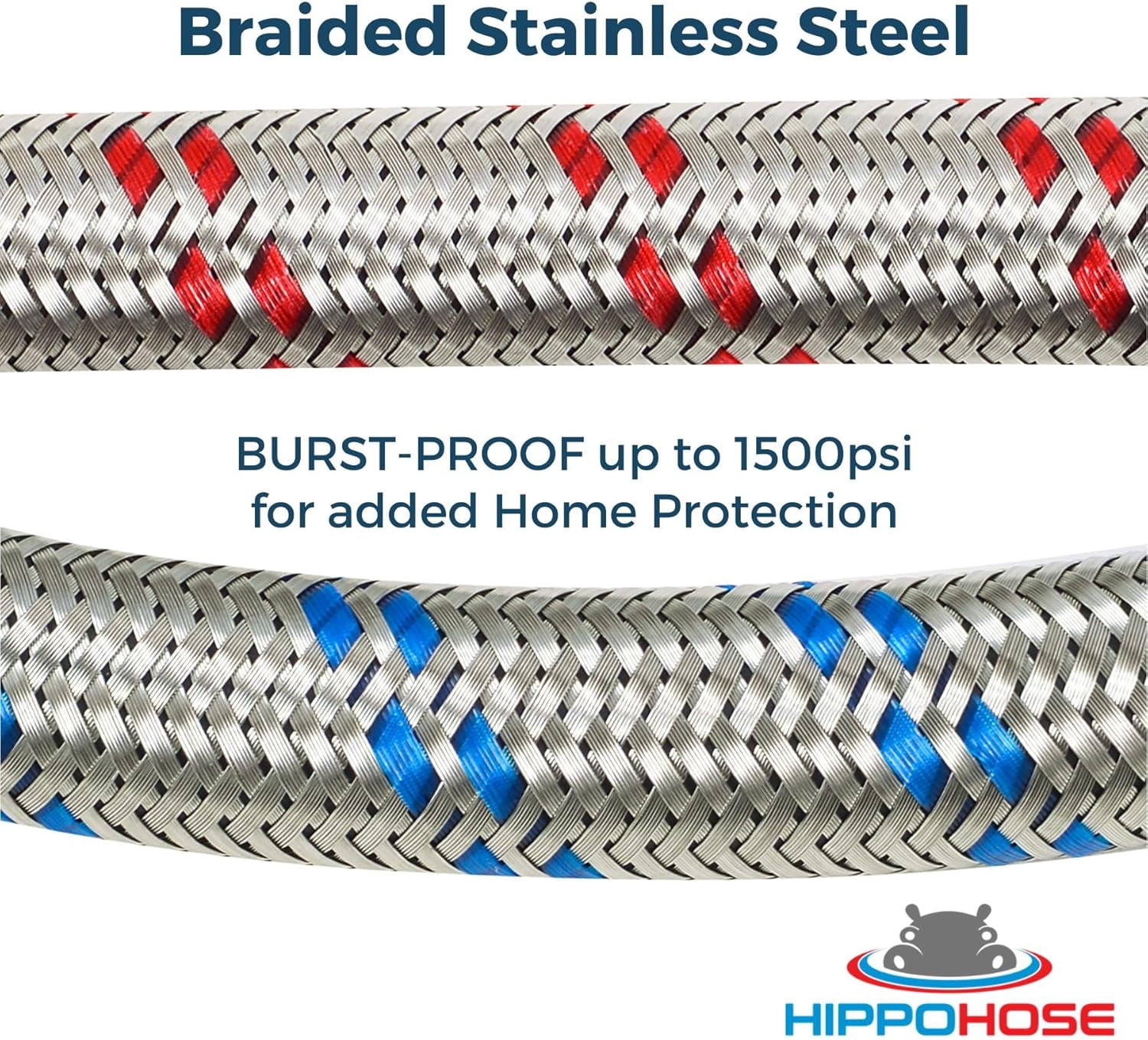 Washing Machine Hoses (4 FT) - Double 90° Elbow to Fit Tight Spaces - OCTAGON Connections for Easy & Secure Tightening - Burst Proof Water Supply Line (2 Pack) - Universal Fit to All Wash Machines