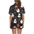 thumbnail image 7 of Halloween Silk Pajamas Women Casual Halloween Print Short Sleeve Top With Shorts Pajama Out Two Piece for Women Comfortable Set Everyday Loungewear Spring Autumn White XXL, 7 of 7