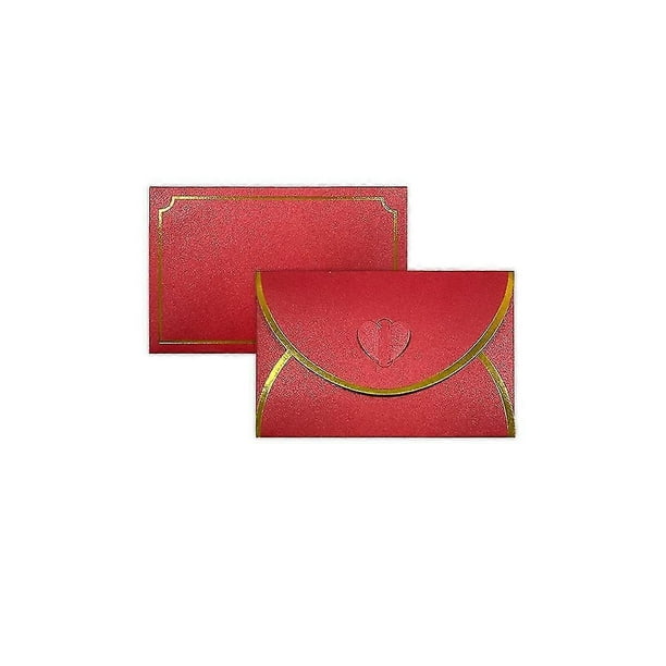 50Pcs Gift Card Envelopes with Love Buckle Envelopes with Gold Border, Envelope for Note Cards, Wed