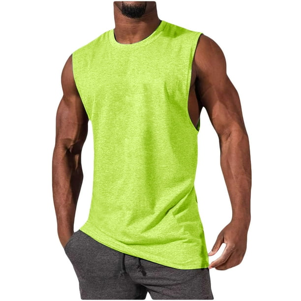 pstuiky Camisetas sin mangas para hombre, Blusa deportiva sin mangas con cuello redondo y estampado liso informal para hombre Chaleco para hombre xl