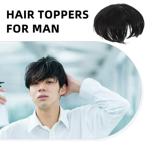 LOLIPPYY Black Men's Hair Topper Short Breathable Hairpiece for Thinning Hair Natural Look and Comfortable Wear