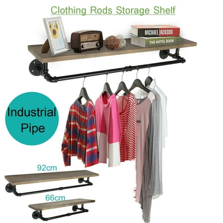 25 9 36 2 X7 5 Industrial Pipe Clothes Towel Rack Wood Shelves
