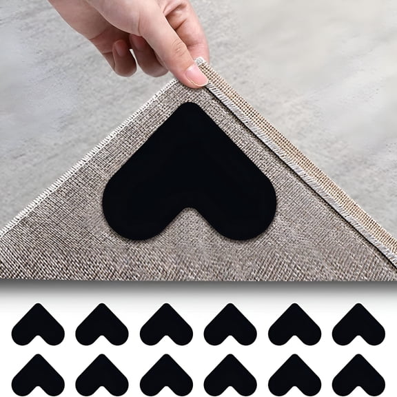 RLESO 12 Pcs Double Sided Anti Slip Rug Tape Stickers for Hardwood Floors
