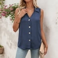 thumbnail image 4 of CUSTG Casual Blouses For Women Simple Solid Color Sleeveless Collared Blouse Button Down Shirt Lightweight Summer Tops Work Classic Dailywear, 4 of 5