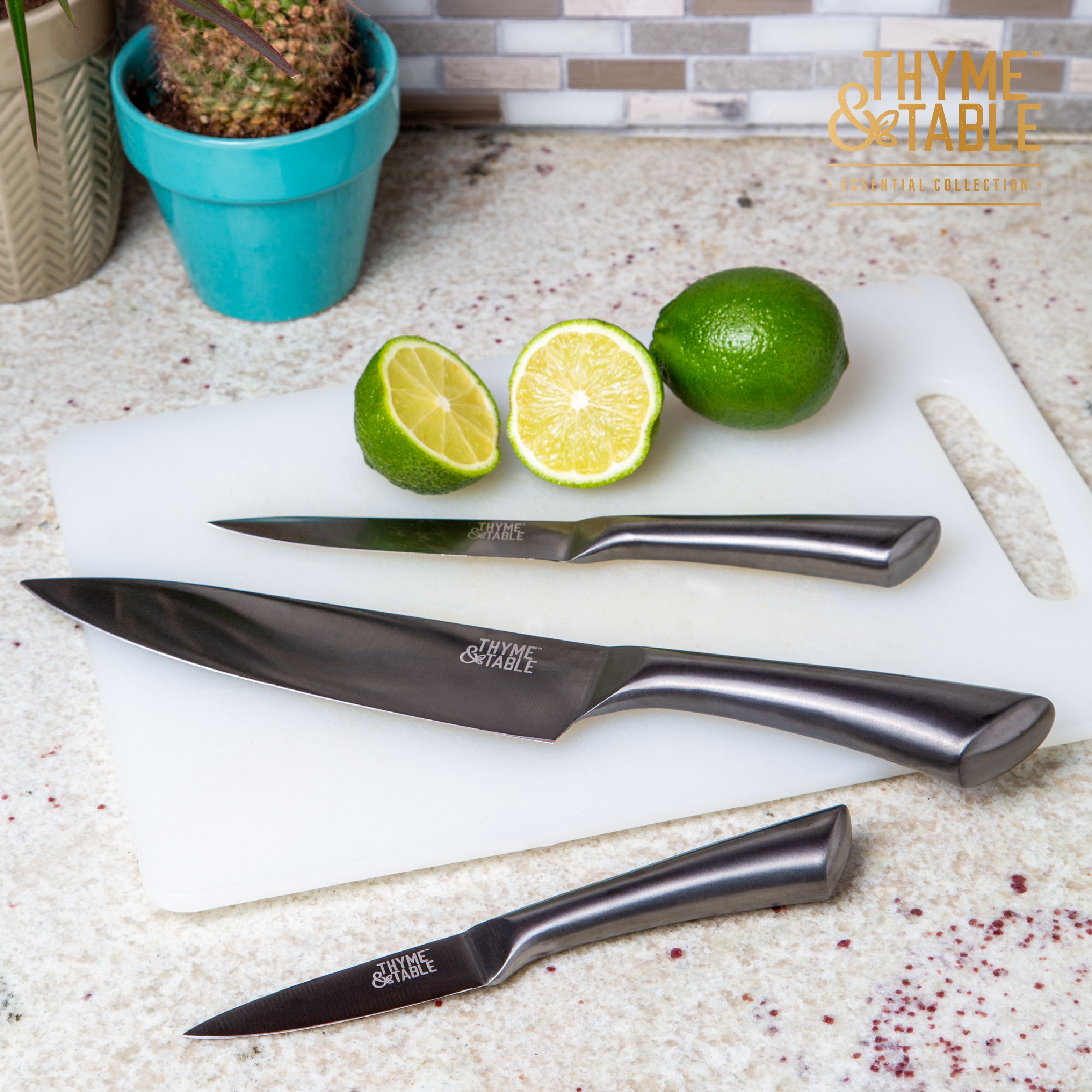 Brewin Professional Kitchen Knives, 3 Piece Chef Knife Set, Black