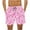 A Pink, variant on Pantalon Corto Para Hombre Casual Mens Shorts Men's Special Print Drawstring Waistband Beach Casual Pocket Trouser Shorts Pants Purple S