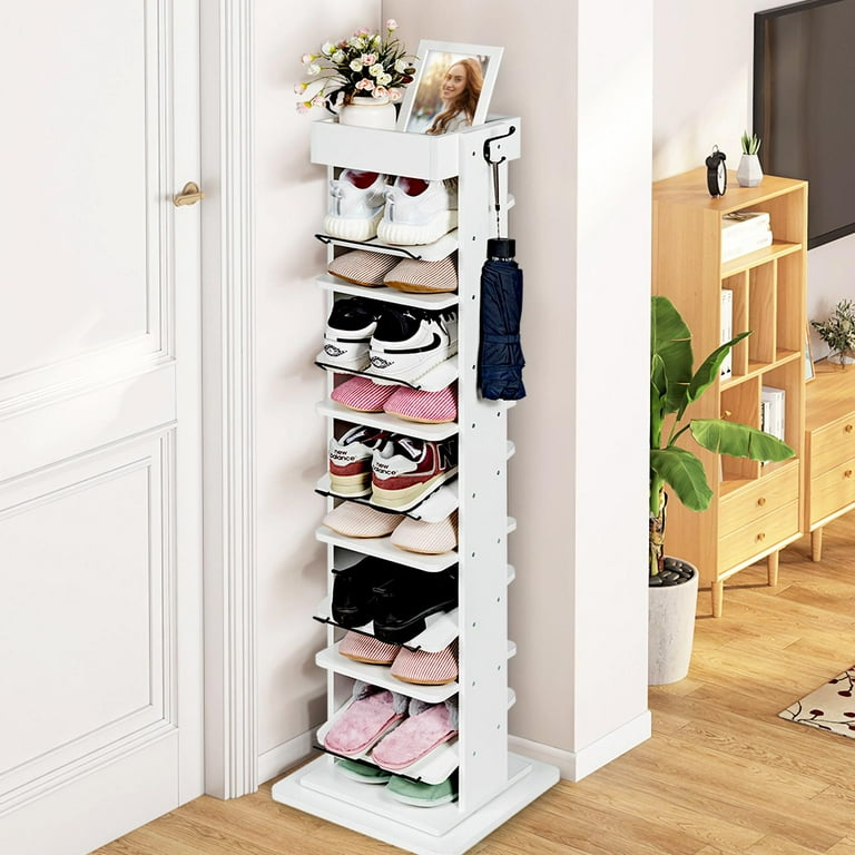 5-Tier Free Standing Shoe Rack, 30.9 Inches Shoe Shelf, Entryway Shoe Organizer Storage Cabinet, with 4 Fabric Shelves and Storage Top for Bags or