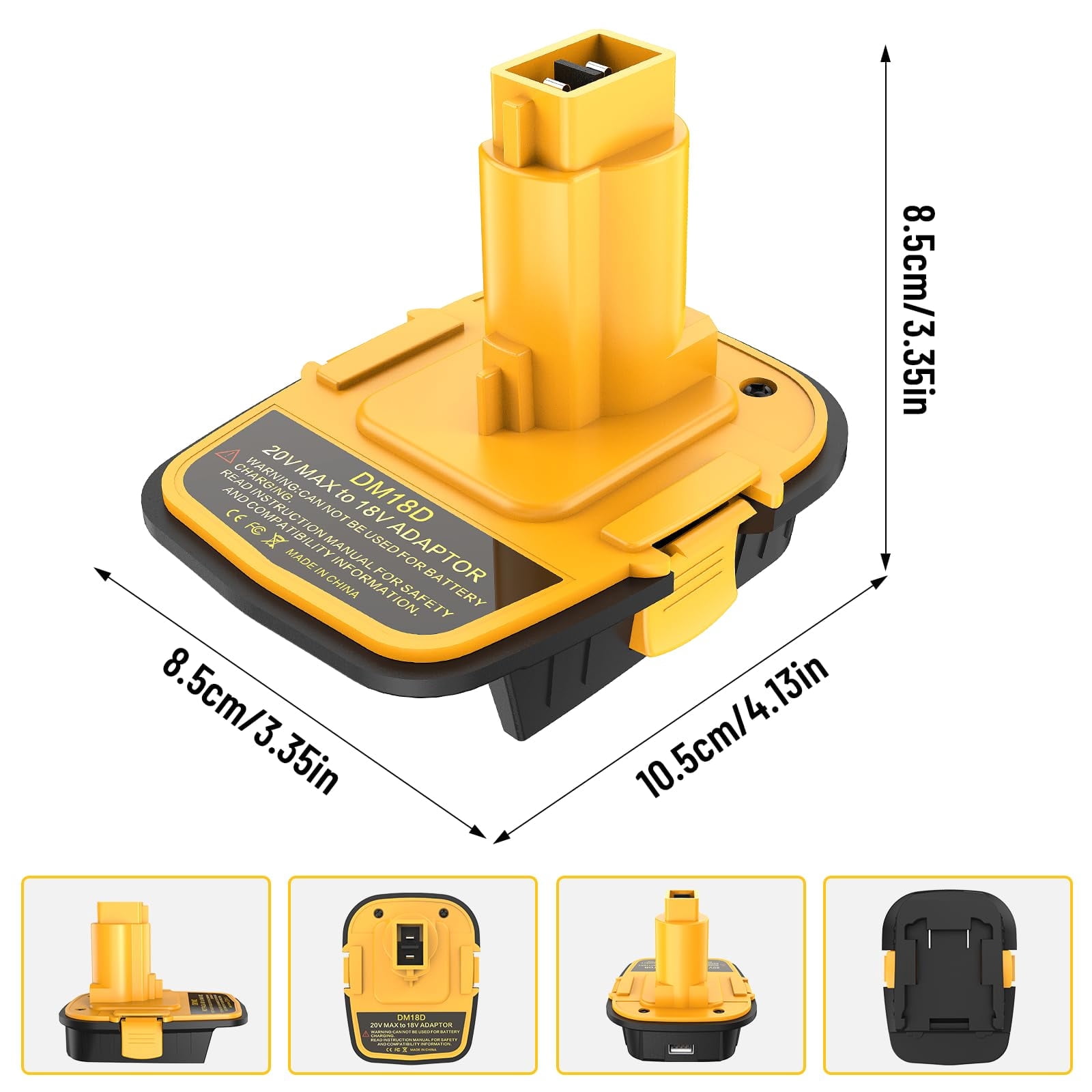 1 pack DM18D Battery Adapter Converter with USB Port for Dewalt 18V Tools, Converts Dewalt 20V Li-ion or Milwaukee M18 18V Li-ion Battery to Dewalt 18V Battery adapter