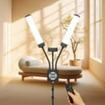 thumbnail image 3 of Double Arms LED Fill Light, Foldable Stick Fill Light With 3200K To 5600K Dimmable Lighting Modes, Gooseneck Table Stand, Flexible Phone Holder For Video Photography, 3 of 8