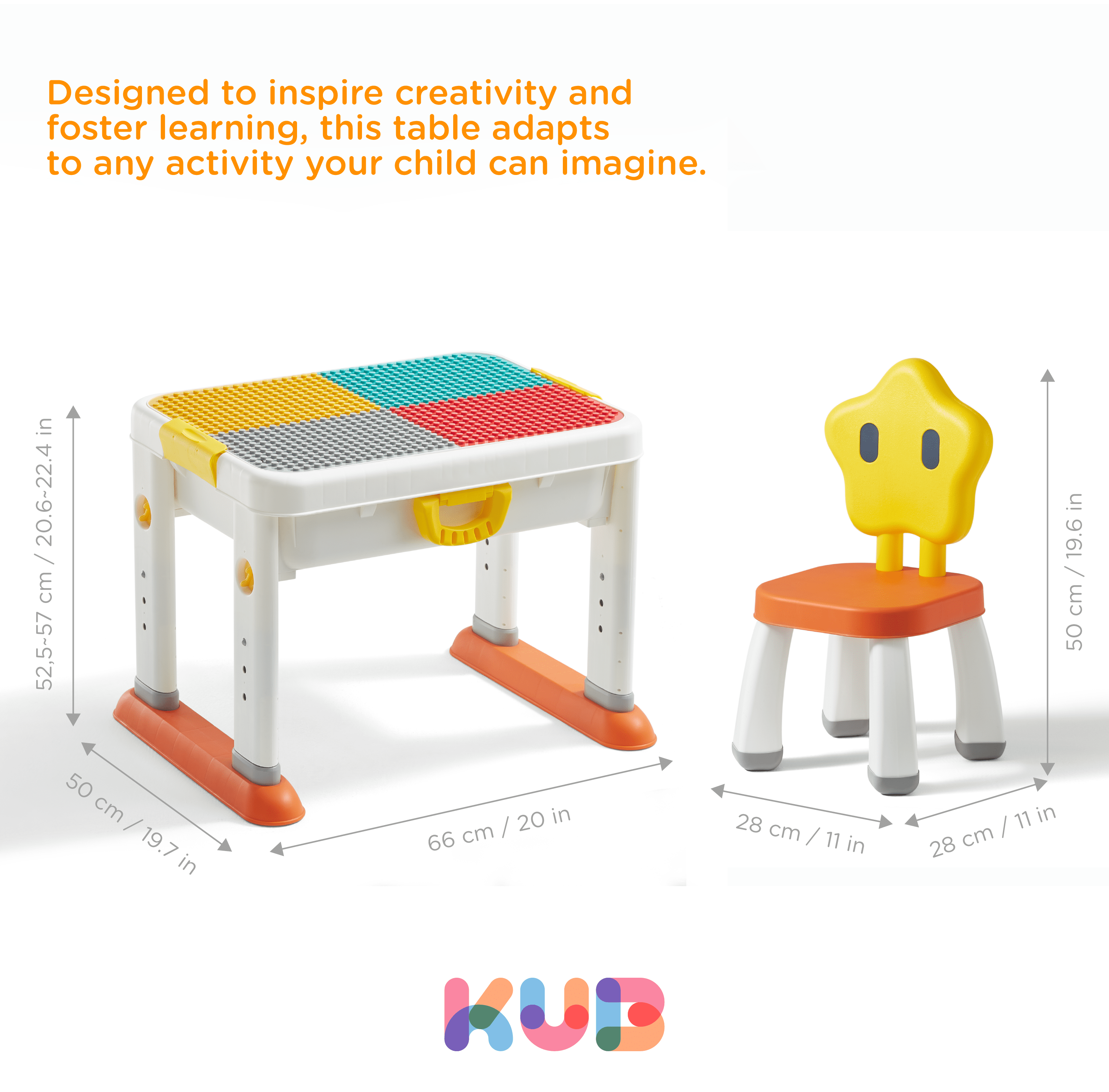 KUB Kids Activity Table and Chair Set, Toddler Learning Play Table Toys
