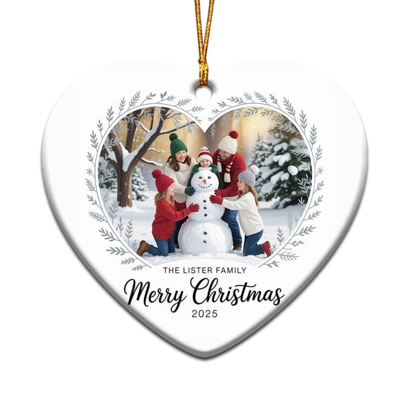 Family Merry Christmas Ceramic Ornament 2025 - Add Photo, Custom Name Text, Year & Picture - Anniversary Holiday Gifts Christmas Ornament, Christmas Ornament