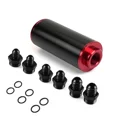thumbnail image 2 of Black with Clamp-Inline Fuel Filter with Universal Adapter, 100 Micron, 6AN, 8AN, 10AN, 50mm, 2 of 3