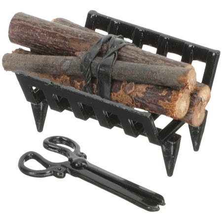 

1 set of Miniature Firewood Rack Mini Firewood Small Firewood Tong Model