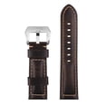 thumbnail image 2 of 24mm Genuine Leather Strap Blackish Green Oil-Tanned Leather Strap with Silver Buckle, 2 of 5