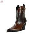 thumbnail image 3 of Pointed thick heeled sloping western short boots, 3 of 6