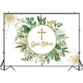 thumbnail image 4 of Greenery God Bless Backdrop for Baptism First Holy Communion Baby Shower Decorations Background Gold Glitters Eucalyptus Green Leaves Gender Neutral God Bless Party Photoshoot (7x5ft), 4 of 6