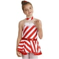 thumbnail image 4 of Kaerm Robe de Noël Rayée pour Filles, Costume de Patinage Artistique, Justaucorps de Danse une Pièce pour Fête de Performance Rouge 8, 4 of 7