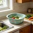thumbnail image 7 of Aoznliie Kitchen Colander,Plastic Vegetable Washing Basket with Drain Holes,Multipurpose Rice Strainer Fruit Strainer Bowl,Drainage Basket for Countertop,10x10x4in, 7 of 7