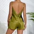 thumbnail image 5 of IMENGL Women's Pajamas Set Loungewear Silk Satin Ruffled Shorts Satin Shorts Nightwear Onesises Sleepwear Pajama Sets for Women,Green, 5 of 6