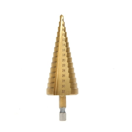 

AMNHDO Hex Titanium Step Cone Drill Bit Hole Cutter 4-32MM HSS4241 For Sheet Metal