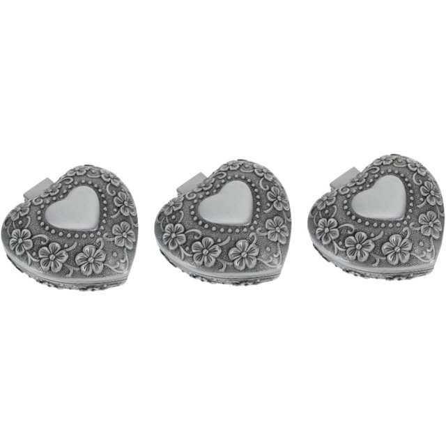 FYBTOF 3 Pcs Heart Jewelry Box Jewelry Storage Organizer Trinket Silver Jewelry Case Mini Ring Holder Tray Travel Earring Case Travel Jewlry Cases Metal Jewelry Rack Flannel Heart-shaped-1872