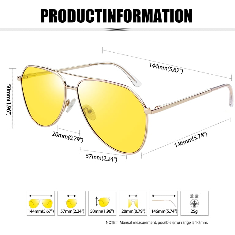 Kanastal Pilot Night Driving Glasses, Gold Metal Frame UV400 photo 4
