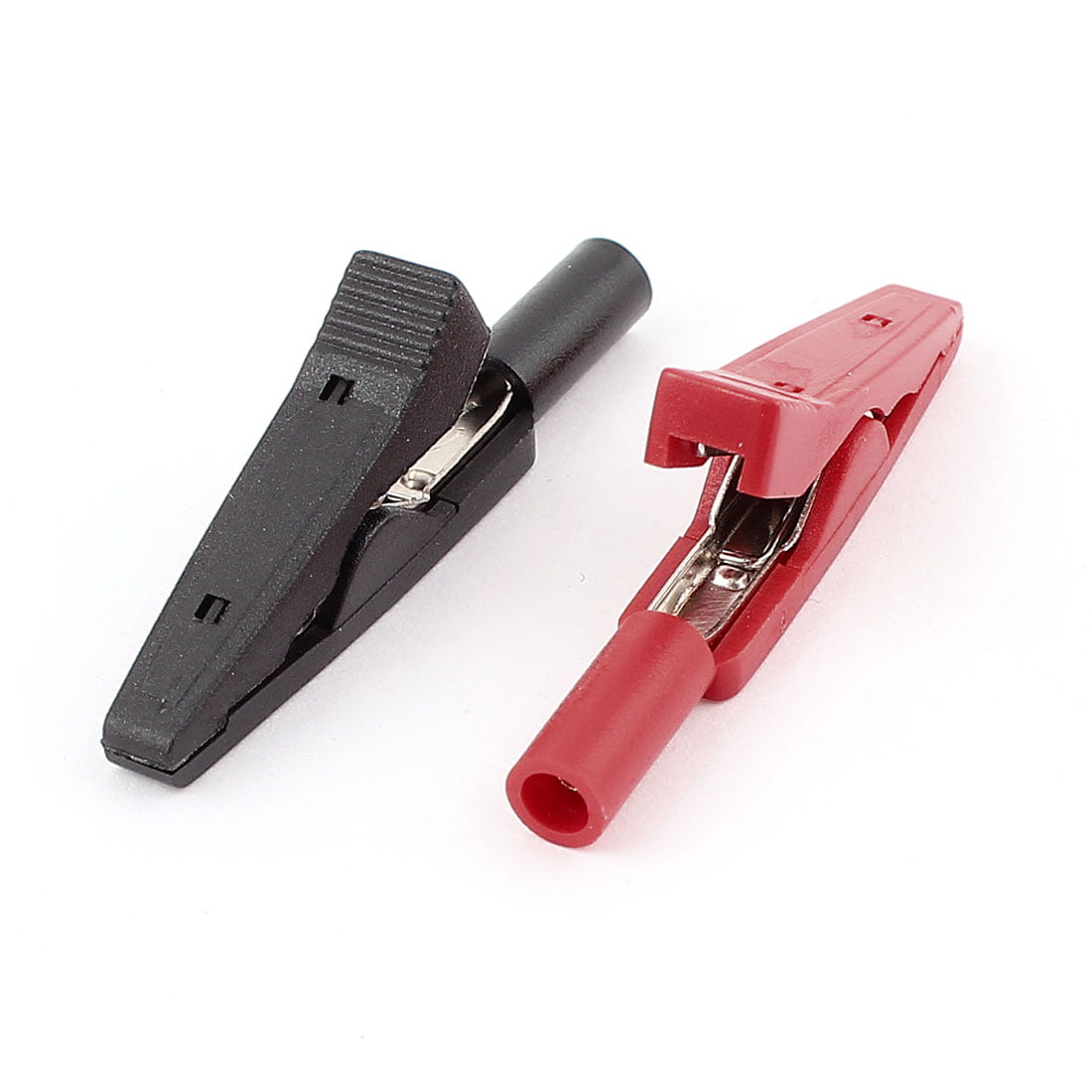 2X Red Black Alligator Clip Clamp to 4mm Banana Female Jack Test Adapter 55mm h$ 