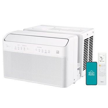 Midea 8,000 BTU U-Shaped Smart Inverter Air Conditioner -Cools up to 350 Sq. Ft., Ultra Quiet with Open Window Flexibility, Works with Alexa/Google Assistant, 35% Energy Savings, Remote Control C3