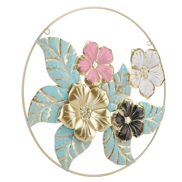 Decoración De Pared De Metal Con Flores Redondas, Diseño único, Textura Fina, Elegante, Resistente A La Decoloración, Escultura Moderna De Arte De Pared De Hierro Para Sala De