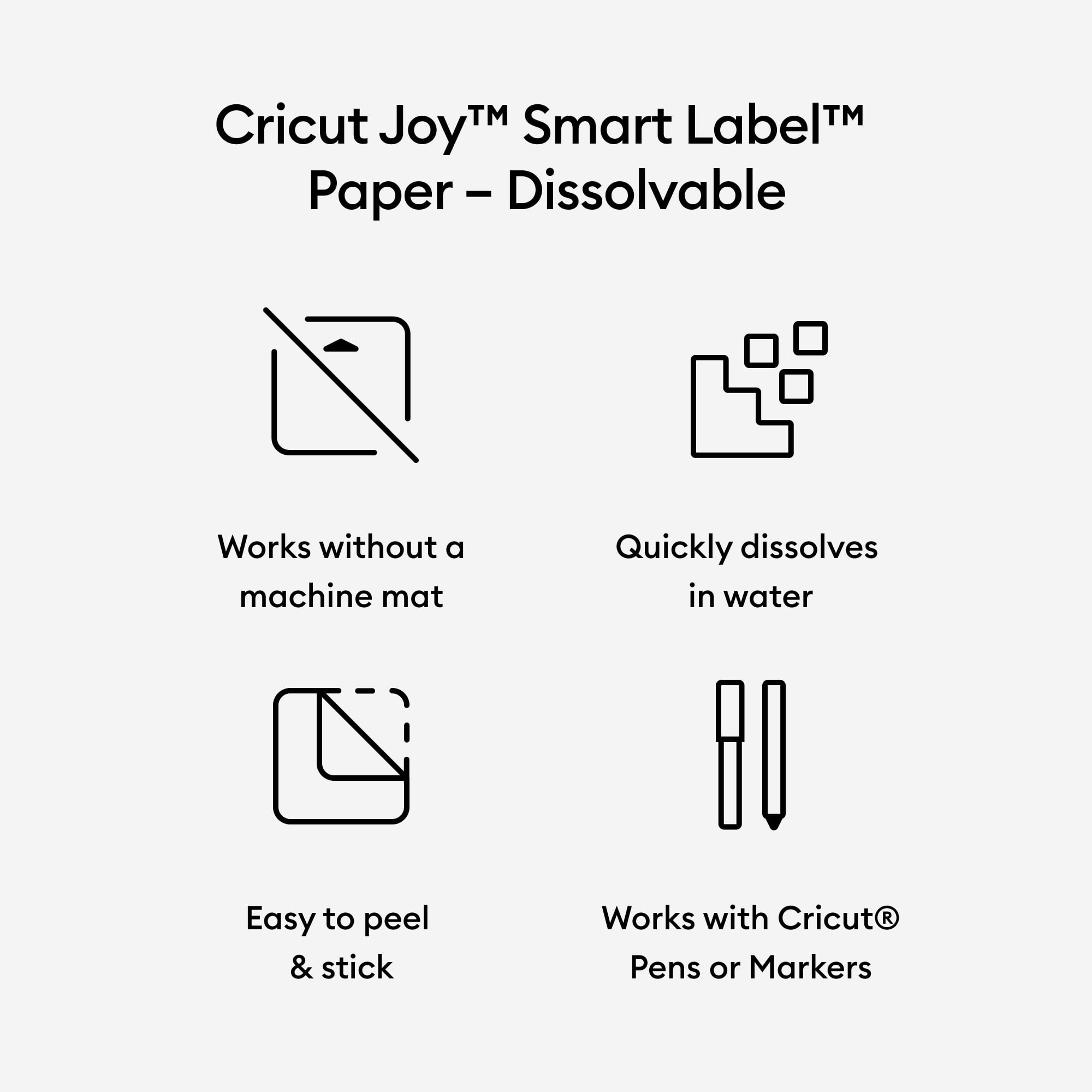 Cricut Joy Smart Label Paper – Dissolvable White, 5.5" x 36"
