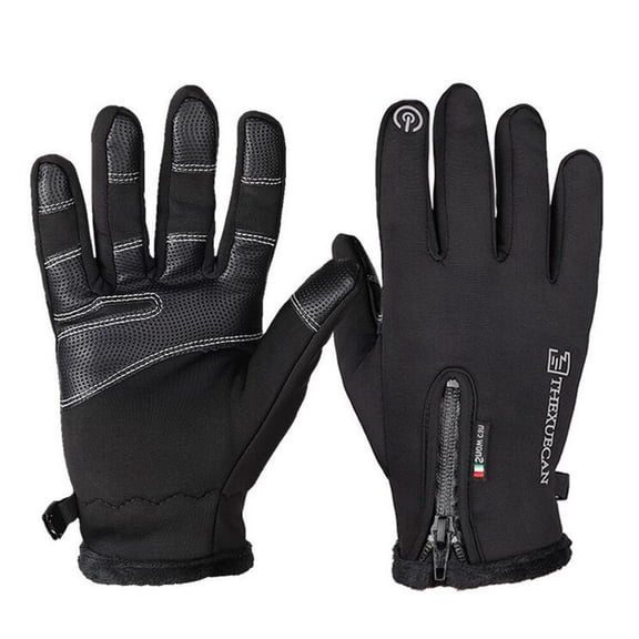 KALLORY Windproof Gloves, Compatible, Black, 1 Pair - Outdoor Winter Gloves for Men and Women