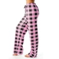 thumbnail image 3 of Bjutir Womens Pajamas Pants Casual Comfortable Micro Elastic Plaid Home Pants Drawstring Elastic Waist Loose Wide Leg Pajama Pants Pink, 3 of 8