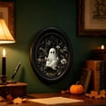 thumbnail image 4 of Framed Vintage Library Ghost Wall Art - Halloween Picture Decor, Cute Ghost Print, Halloween Wall Decor for Living Room Bedroom Home Office, 4 of 7