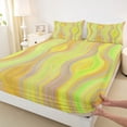 thumbnail image 3 of Castle Fairy Abstract Ombre Stripes Bed Sheets,Gradient Geometric Lines King Sheets, 3 of 7
