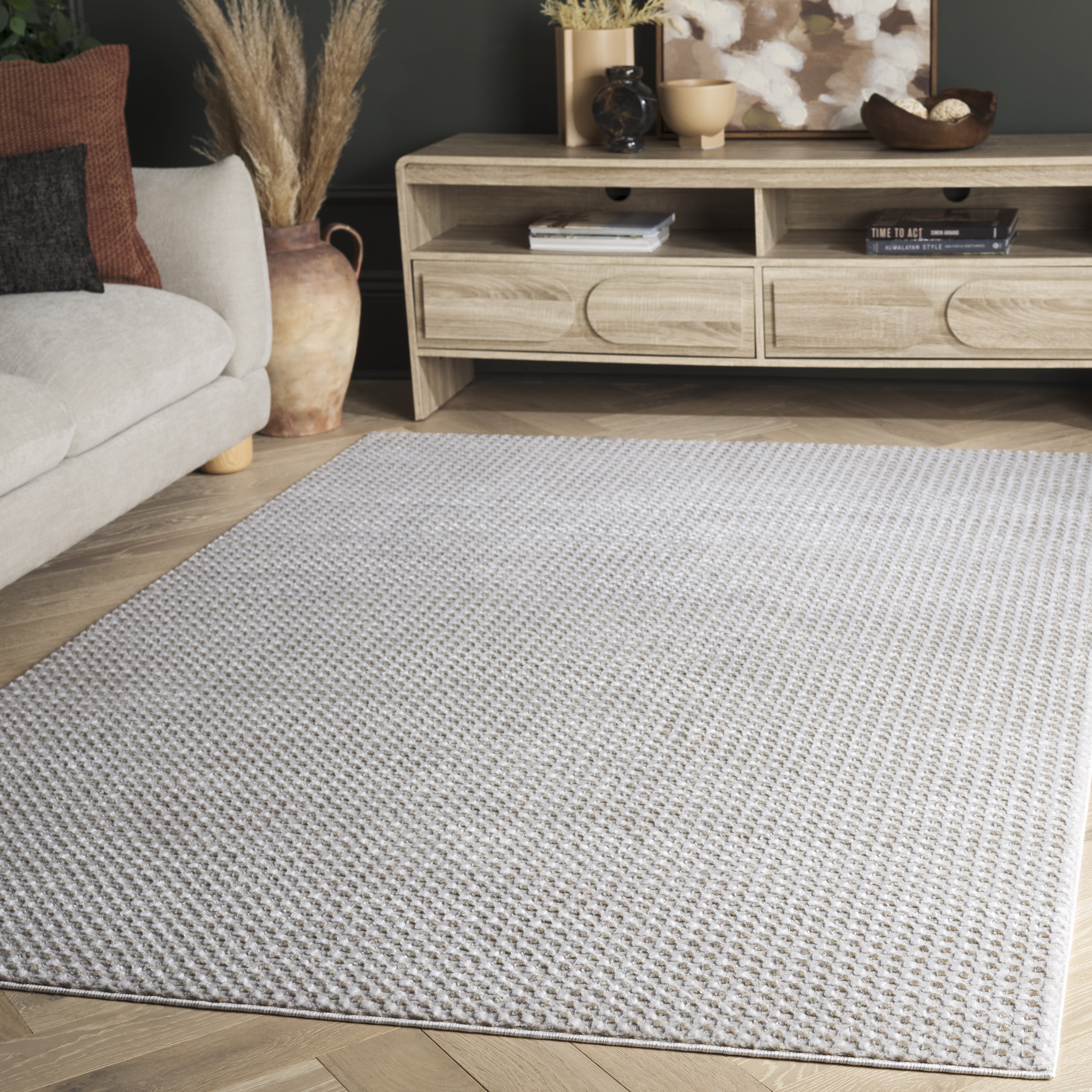 SAFAVIEH Slate Asteria Geometric Area Rug, Beige/Ivory Grey, 5'3" x 7'6"