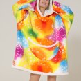 thumbnail image 1 of Wearable Blanket Hoodie, Cute Pattern Print Comfortable Large Pockets Hooded Blanket Sweatshirt Flannel  For Sleeping For Men ANGGREK Estrella de Colores Tamaño Promedio para Adultos, 1 of 6