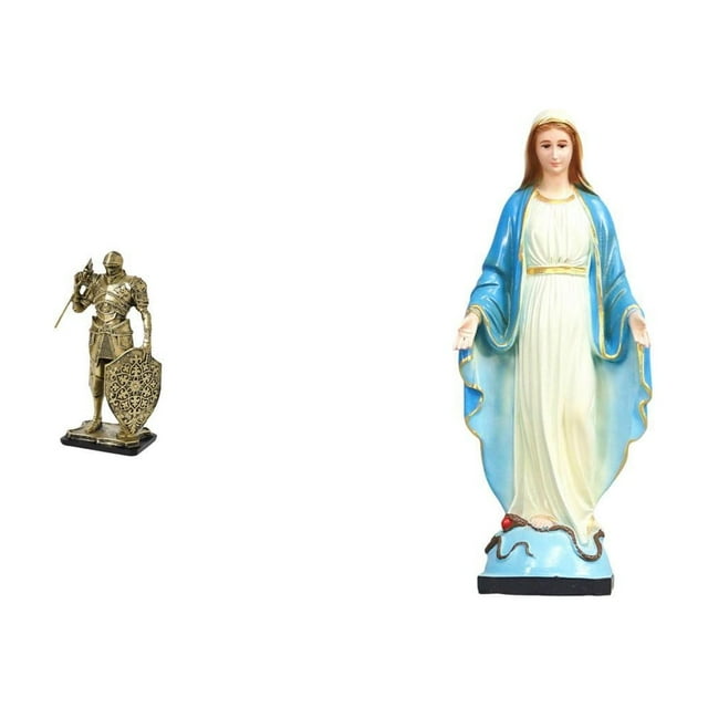 Escultura de resina de una elegante dama caballero. Arte nórdico abstracto. Figura religiosa de María para escritorio, armario, mesa de oficina, centr