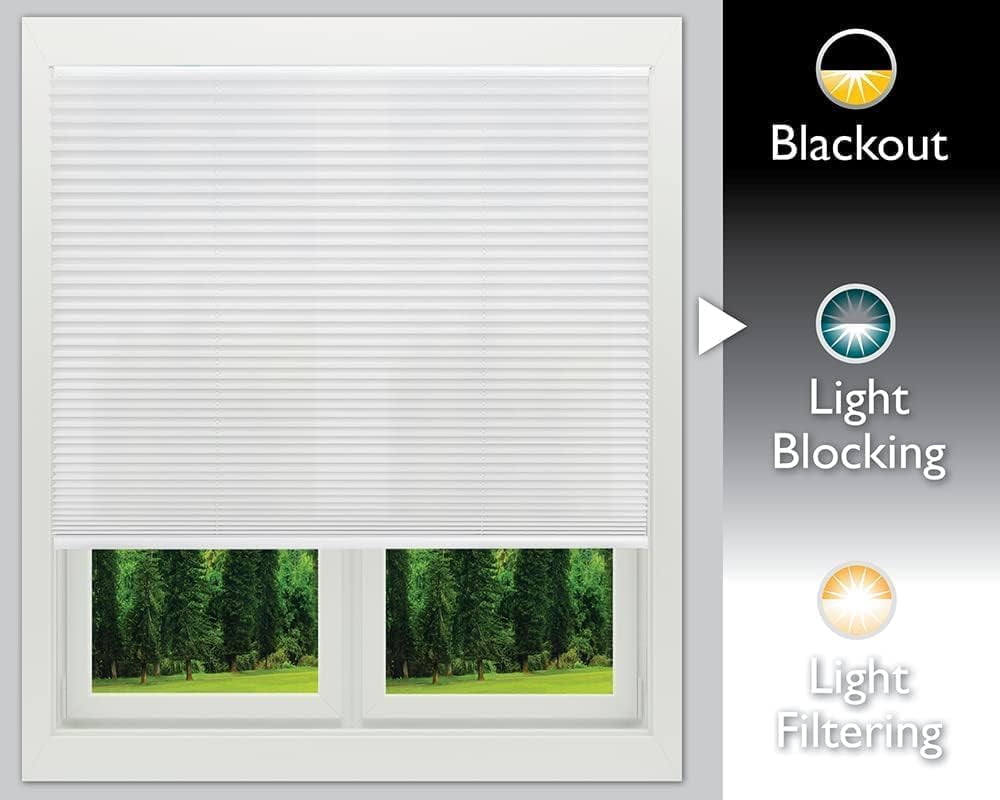 Redi Shade No Tools Easy Lift Trim-at-Home Cordless Pleated Light Blocking Fabric Shade Natural, 30" W x 64" L, (Fits windows 19" -30")