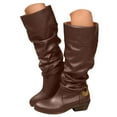 thumbnail image 3 of UngA Womens Boots Mid Calf Slouchy Boots Zip up Flat Boots for Woman Brown,Size 8, 3 of 7