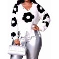thumbnail image 3 of Women'S Ripped Knitted Cropped Sweater for Party Clubwear with Long Sleeves White 1 One Size, 3 of 8