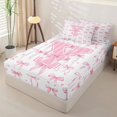 thumbnail image 2 of Manfei Cartoon Loves Print Zipper Twin Comforter Sets with Fitted Sheet and 2 Pillowcases For Kids,Letter Y Initial Monogrammed Zipper Bedding Set For Bowtie Girls,Pink Reversible,4 Pieces, 2 of 7