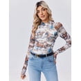 thumbnail image 5 of Zeagoo Women's Going Out Top Long Sleeve Sheer Mesh Shirts Fitted Mock Neck Trendy Blouses, 5 of 6