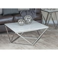 thumbnail image 3 of DecMode 29" x 18" White Ceramic Coffee Table with Marble Top, 1-Piece, 3 of 7