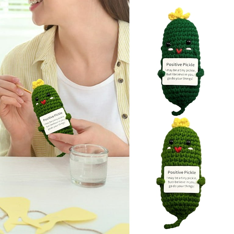 Trayknick Crocheted Pickle Companion Emotional Support Pickle Gift Funny  Positive Vegetable Knitted Ornament 