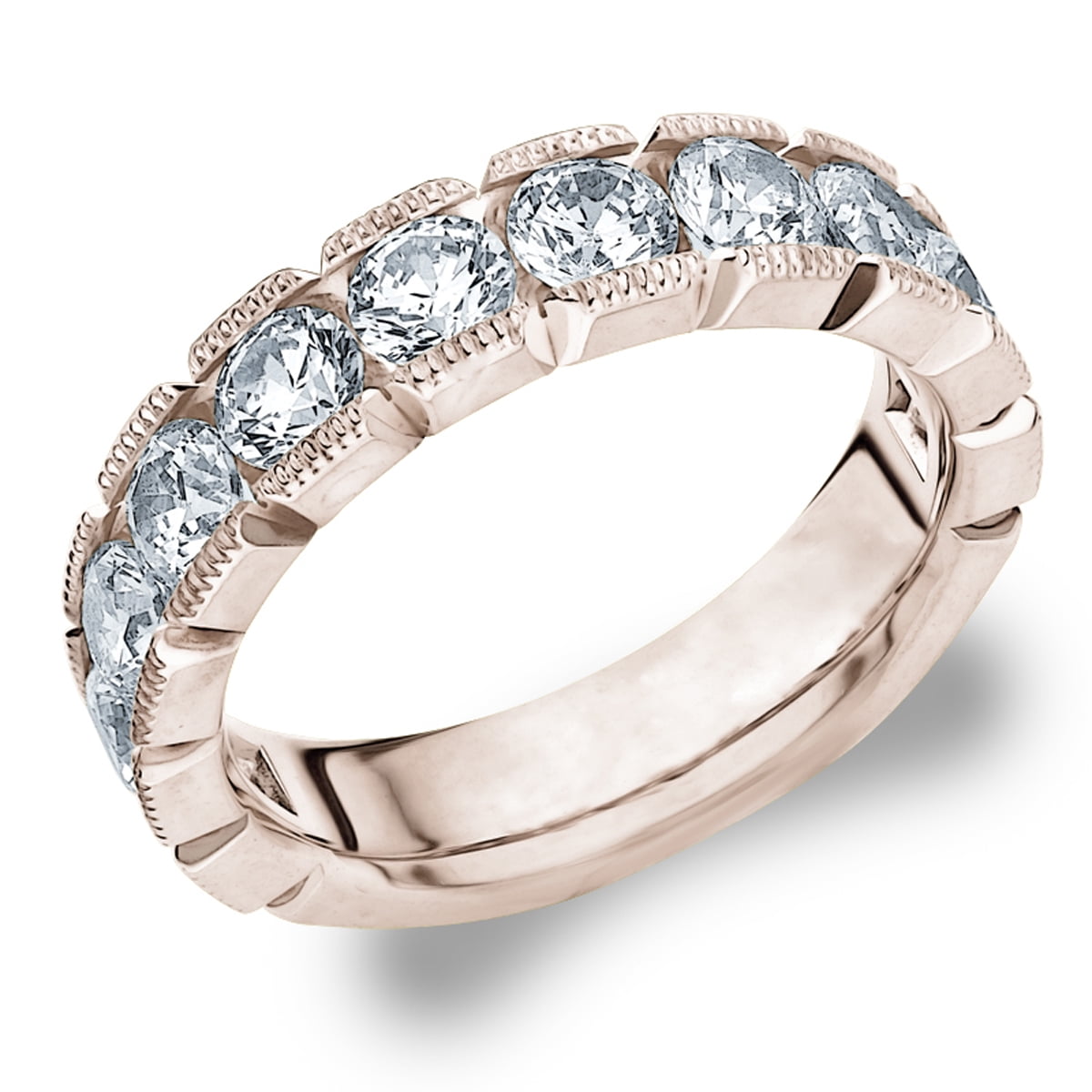 1.50 CTTW Diamond Wedding Band in 14K Rose Gold, 1.5 CT Diamond
